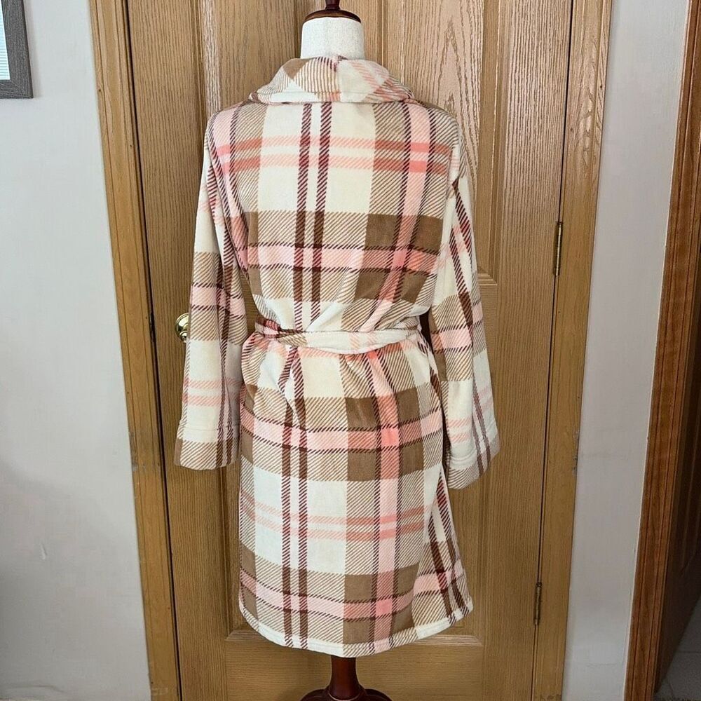NWOT Vera Bradley Women's Fleece Robe Venetian Plaid Neutral - Picture 3 of 8